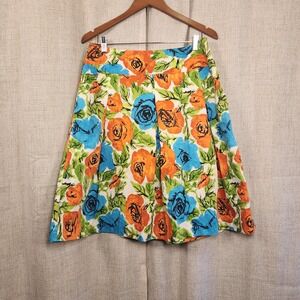 Talbots Floral Skirt Women's 12 Pleated Floral Print Knee Length‎ 100% Cotton